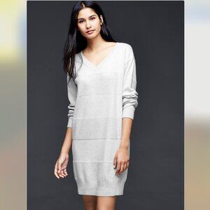 GAP Women's Sweater Dress Gray Long Sleeve Stretch V-Neck Cotton Dress Size S